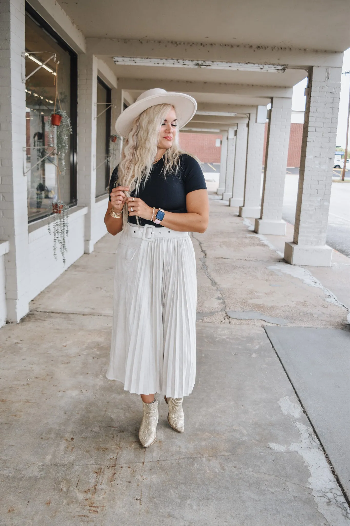 Daring Desires Cream Suede Maxi Skirt