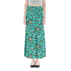 Strawberry Dreams Turquoise Full Length Maxi Skirt